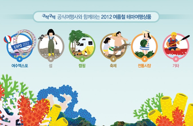 구석구석 공식여행사와 함께하는 2012 여름철 테마여행상품 - 여수엑스포, 섬, 캠핑, 축제, 전통시장, 기타