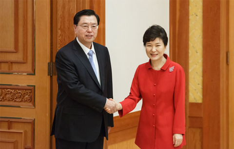 박 대통령, 중국 전인대 상무위원장 접견