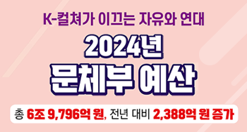 K-컬쳐가 이끄는 자유와 연대 2024년 문체부 예산 총 6조 9,796억 원, 전년 대비 2,388억 원 증가