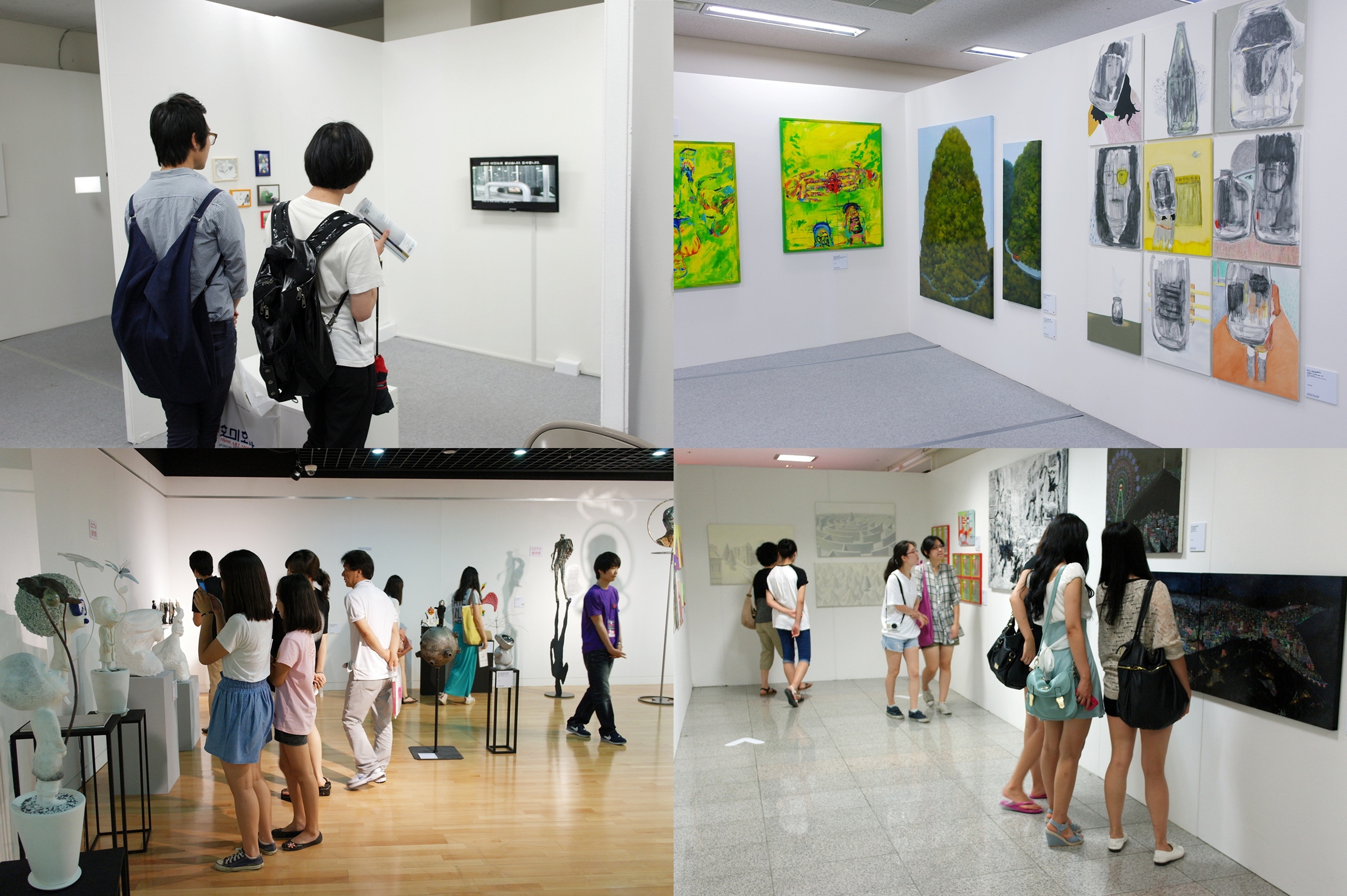 관람 중인 관객들. 아시아프는 한국 미술계 전체의 축제이자 복합 문화예술 행사라는 점에서 기존의 공모전·아트페어와 차별성을 가진다.