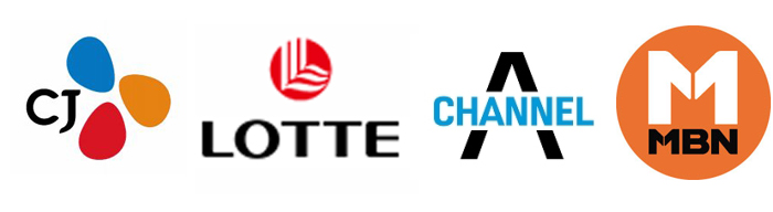 CJ, LOTTE, CHANNEL, MBN 국내외 콘텐츠 기업 로고