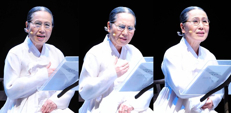 '조선단종의 비'를 낭독하고 있는 배우 박정자씨