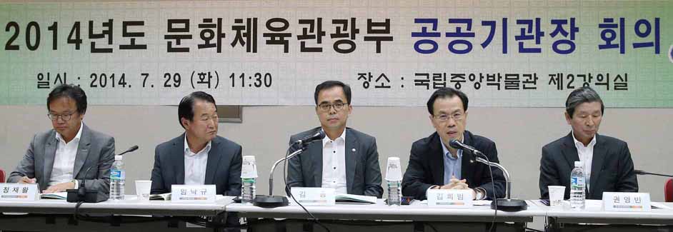 2014년도 문화체육관광부  공공기관장 회의 일시:2014.7.29(화) 11:30 장소 국립중앙박물관 제2강의실