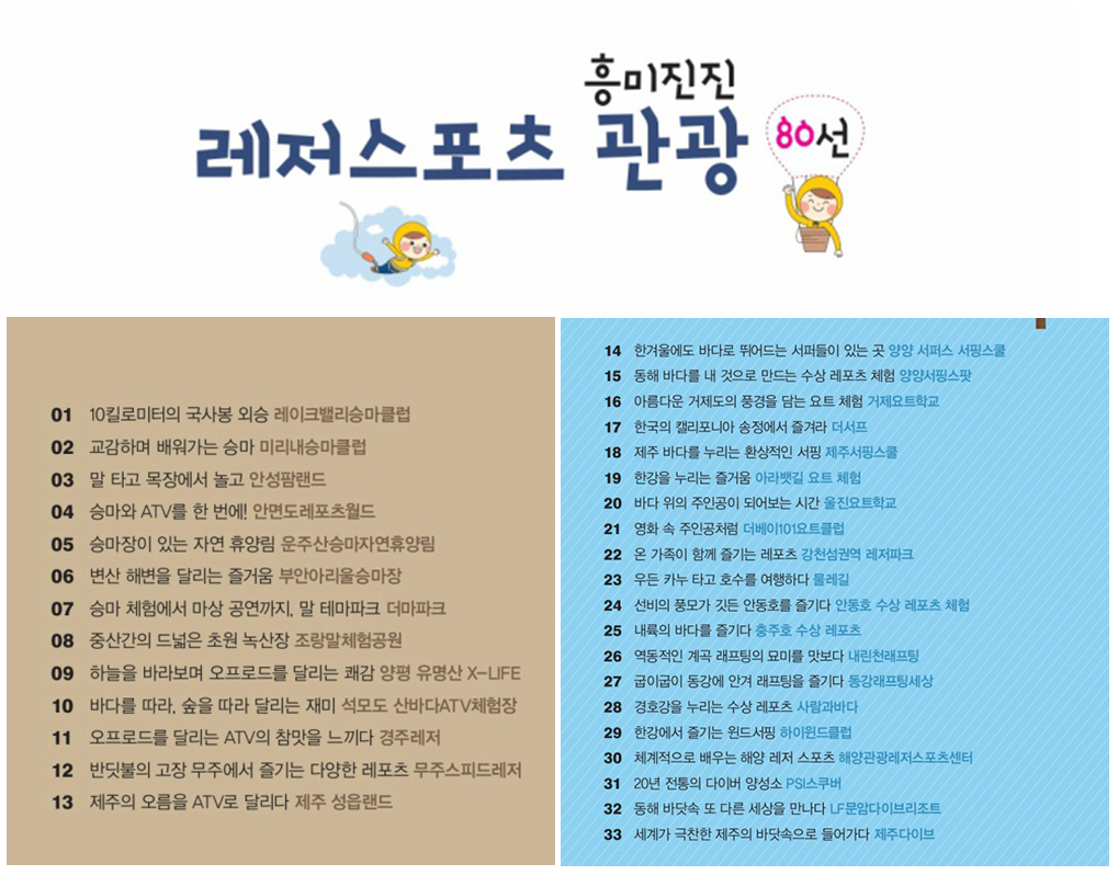 흥미진진 레저스포츠 관광 80선 (대지, 물) 