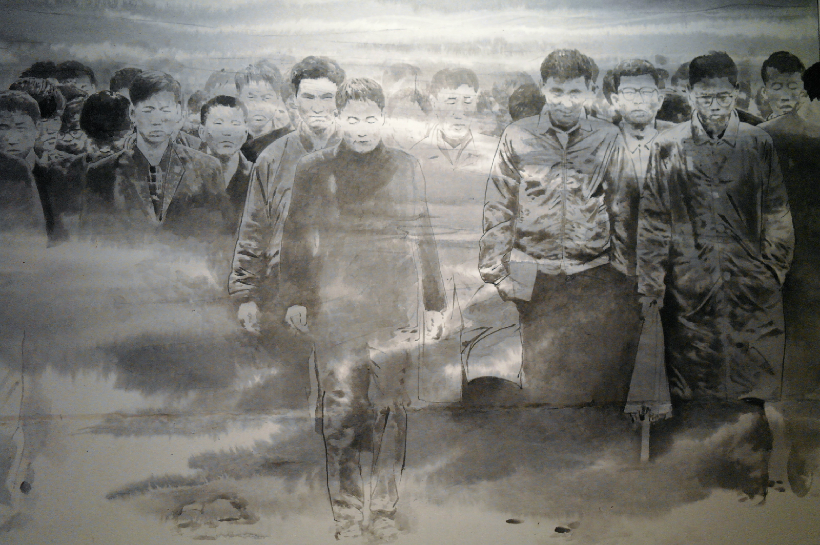  4·19 기념식을 끝마치고 걷고 있는 대학생들 표현한 작품, 김호석의 <침묵시위>, 1992년