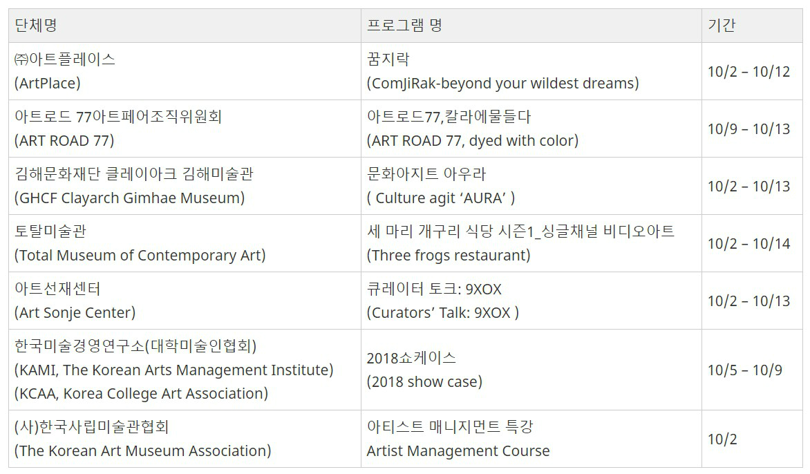 미술주간 기획 프로그램