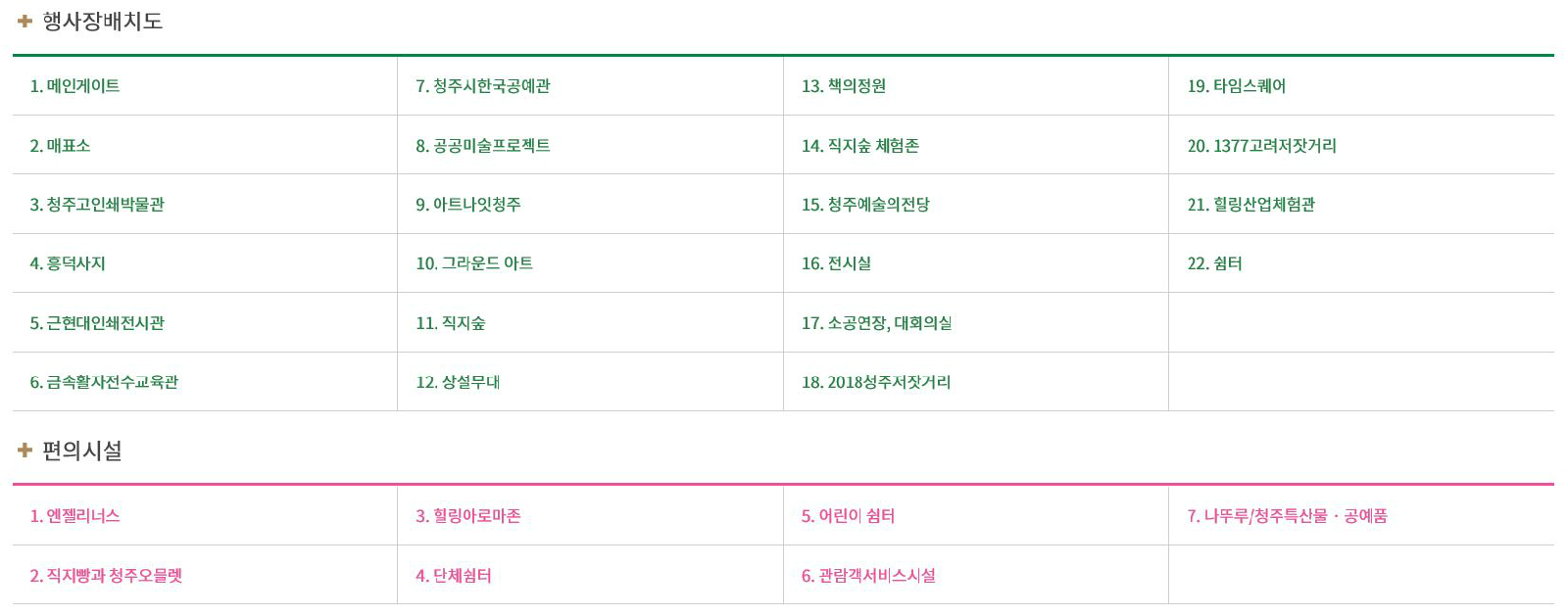 2018 청주 직지코리아 국제페스티벌 행사장 배치
