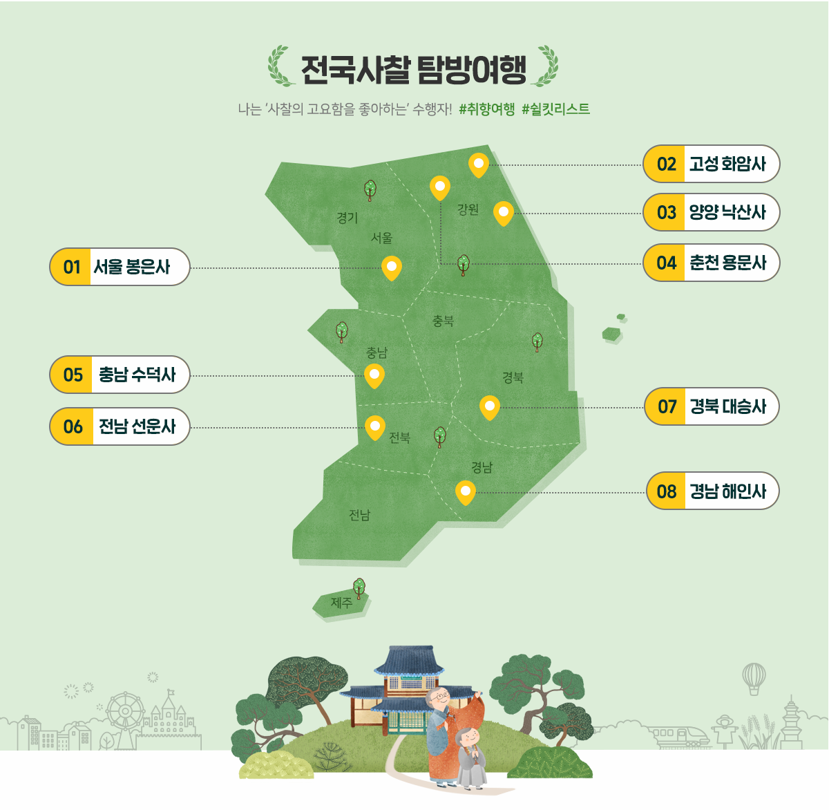 50~60대 이상을 위한 여행 중 ‘전국사찰 탐방여행’