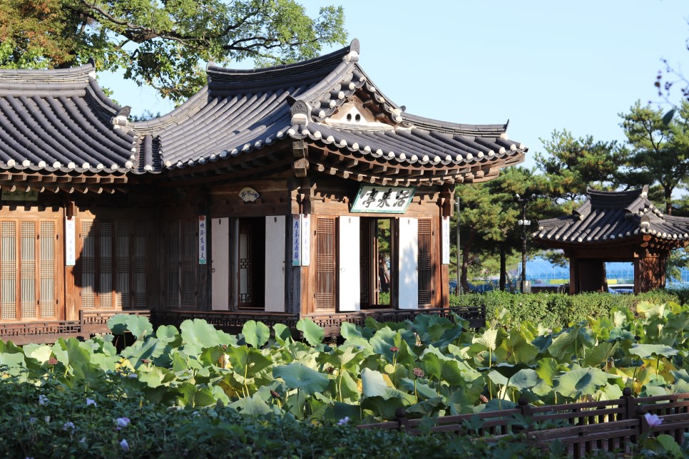 인공연못 가운데 놓인 정자 '활래정'