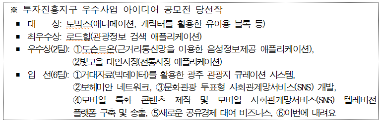 투자진흥지구 우수사업 아이디어 공모전