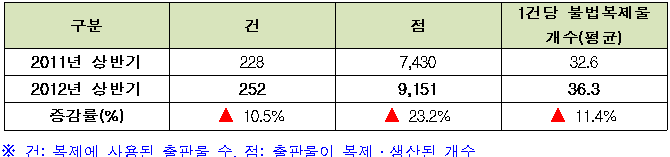 출판물 불법복제 단속 결과