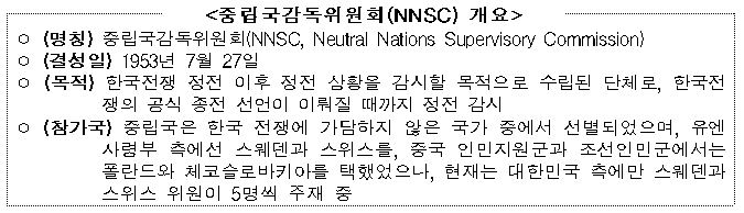 중립국감독위원회(NNSC) 개요