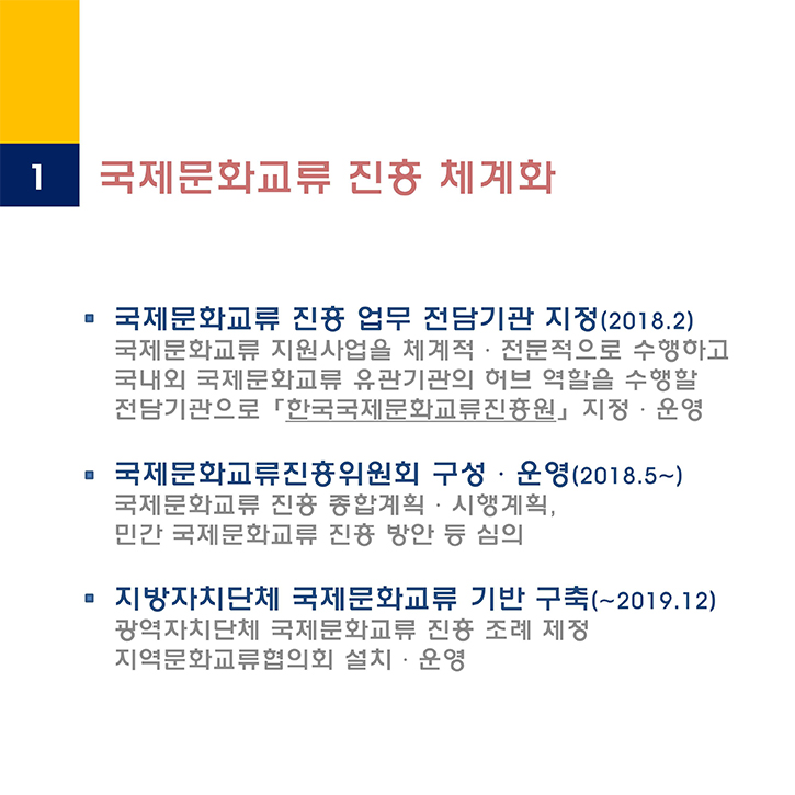 1.국제문화교류 진흥 체계화 - 자세한 정보는 아래를 참조해주세요