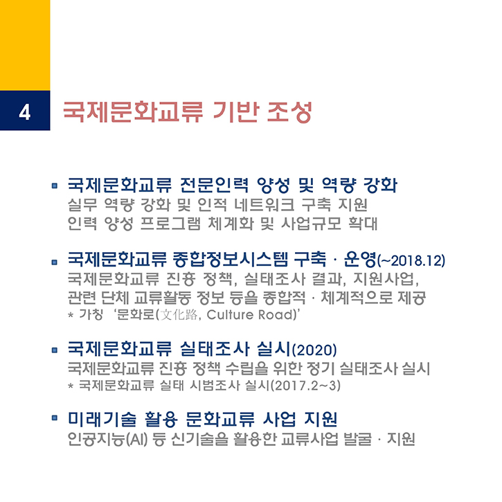 4.국제문화교류 기반 조성 - 자세한 정보는 아래를 참조해주세요